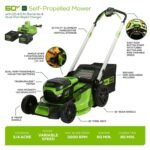 Greenworks 60V 21" Brushless Self-Propelled Battery Powered Lawn Mower + (2) 4.0Ah Batteries & Dual Port Charger