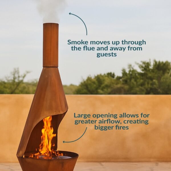 Sunnydaze 75" Mexican-Style Rust Patina Finish Steel Wood-Burning Chiminea with Grill Grate