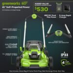 Greenworks 60V 21" Self Propelled Lawn Mower with (1) 8.0 Ah Battery & Rapid Charger 2546402
