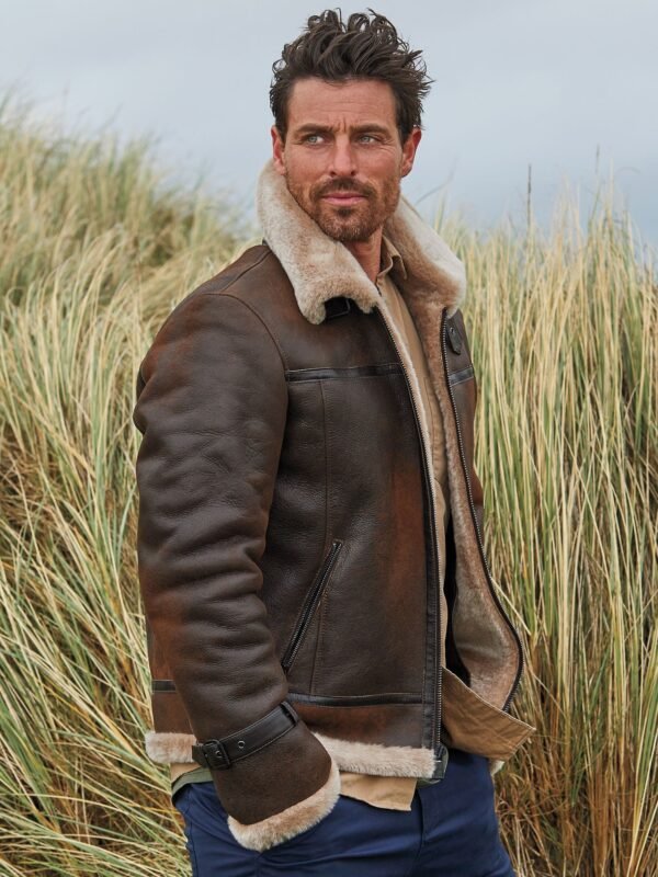 Classic Burnt Cognac Edition Sheepskin B-3 Bomber Jacket