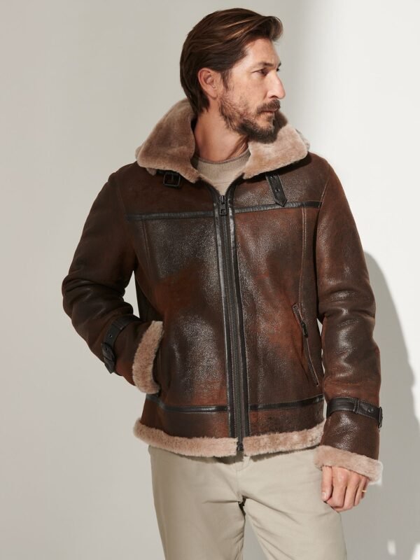 Classic Burnt Cognac Edition Sheepskin B-3 Bomber Jacket