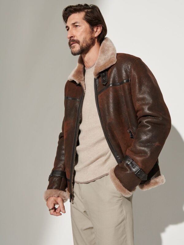 Classic Burnt Cognac Edition Sheepskin B-3 Bomber Jacket