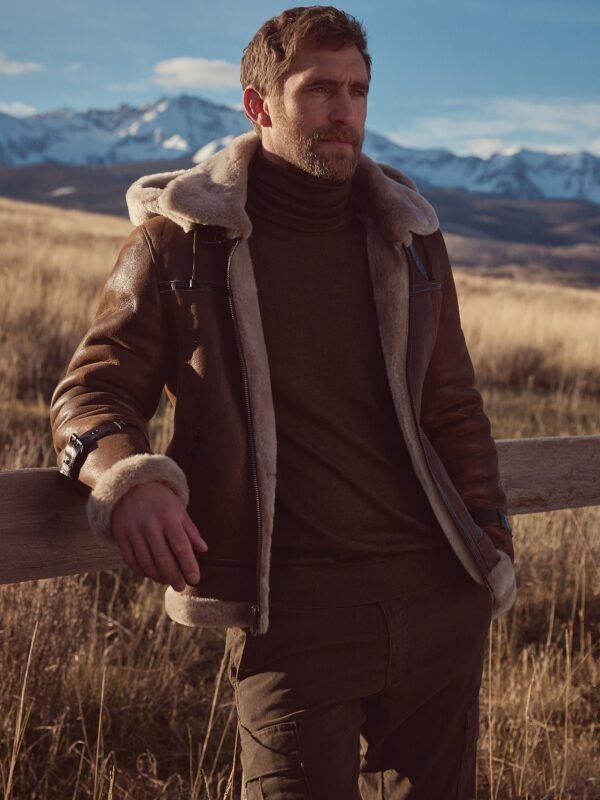 Classic Burnt Cognac Edition Sheepskin B-3 Bomber Jacket