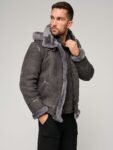 Classic Pebble Grey Edition Sheepskin B-3 Bomber Jacket