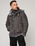 Classic Pebble Grey Edition Sheepskin B-3 Bomber Jacket