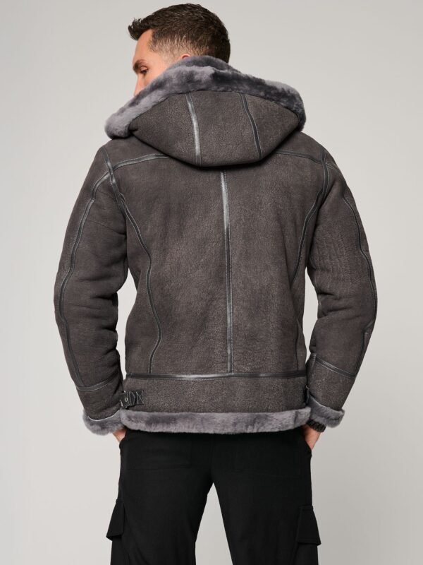 Classic Pebble Grey Edition Sheepskin B-3 Bomber Jacket