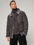 Classic Pebble Grey Edition Sheepskin B-3 Bomber Jacket