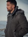 Classic Pebble Grey Edition Sheepskin B-3 Bomber Jacket