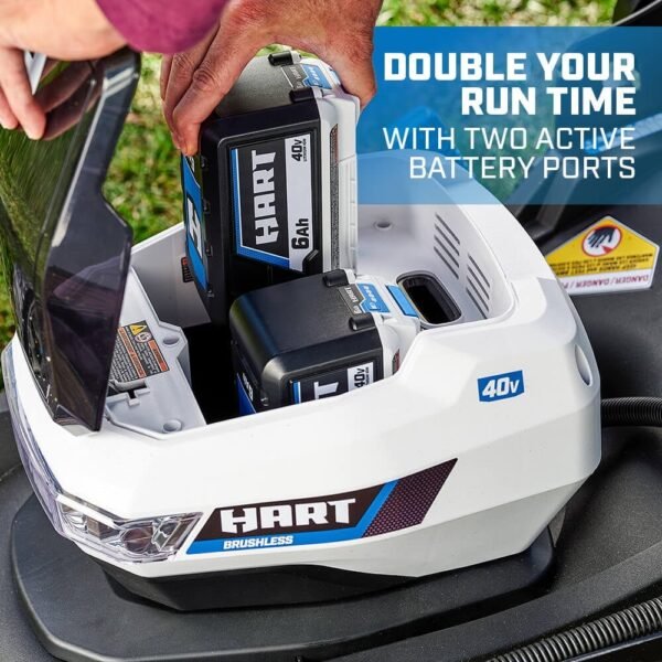 HART 40-Volt 21-inch Supercharge 3-in-1 Self-Propelled Mower Kit, (2) 6.0Ah Lithium-Ion Batteries