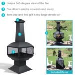 Sunnydaze 57" 360-Degree View Steel Wood-Burning Chiminea with Grate, Poker, and Cover