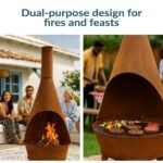 Sunnydaze 75" Mexican-Style Rust Patina Finish Steel Wood-Burning Chiminea with Grill Grate