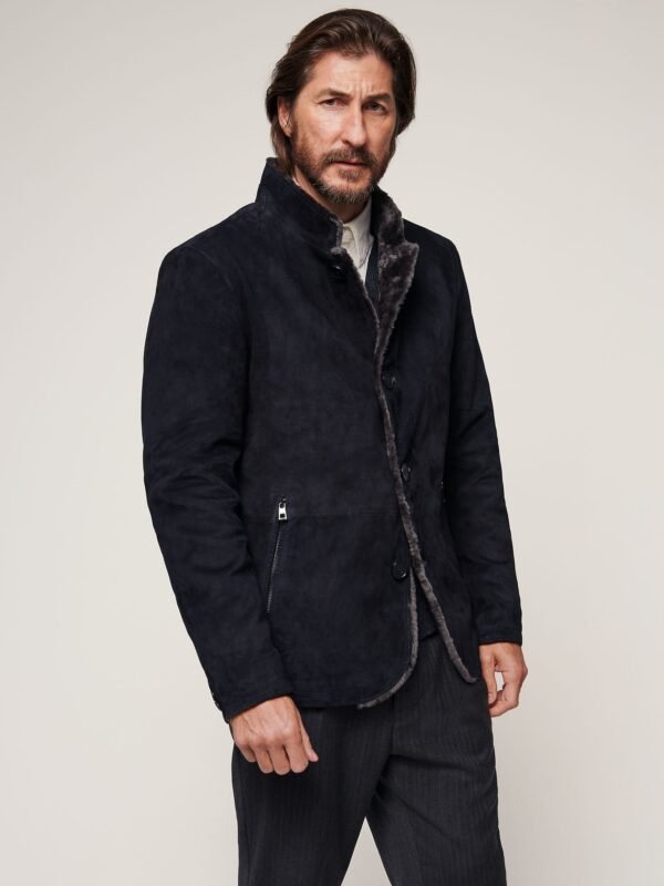 Austin Suede Leather Blazer with Shearling Lining