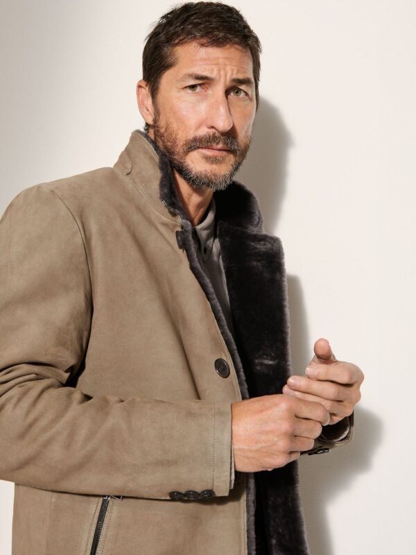 Austin Suede Leather Blazer with Shearling Lining
