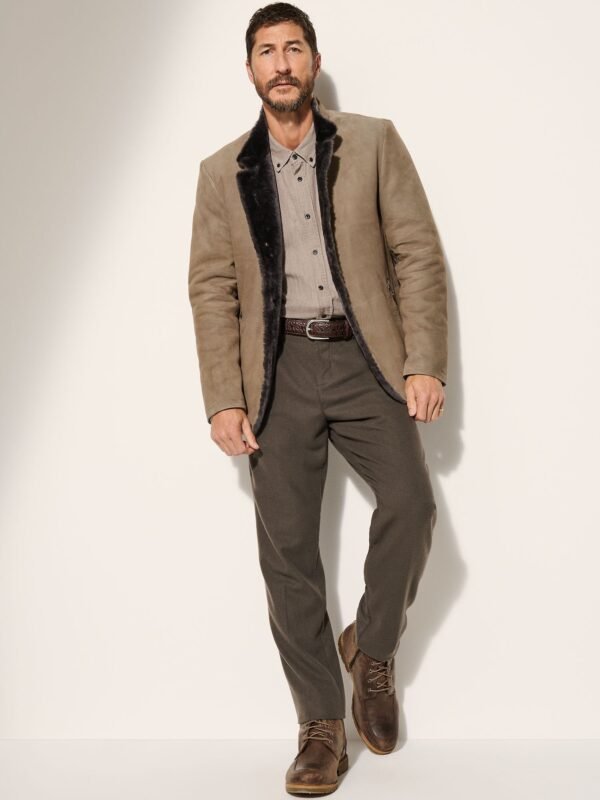 Austin Suede Leather Blazer with Shearling Lining