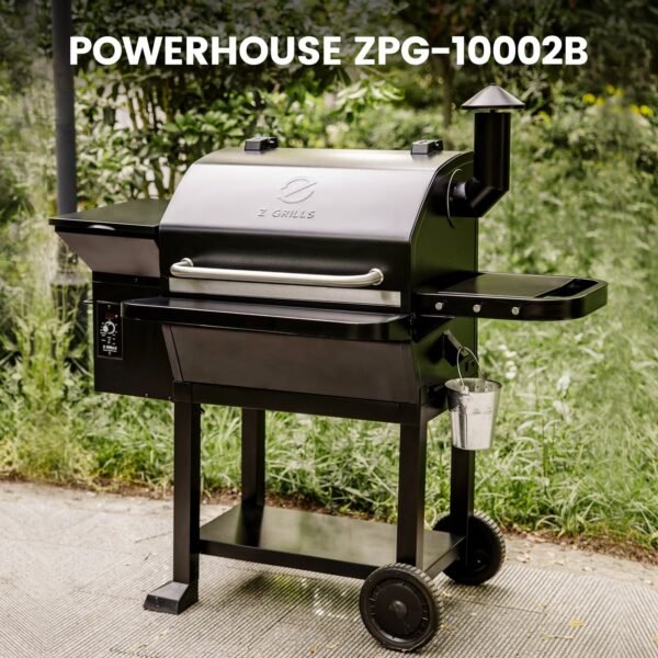 Z GRILLS Powerhouse 1056 sq.in Black Pellet Grill & Smoker 10002B with PID Controller, Foldable Front Shelf and Rain Cover