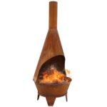 Sunnydaze 75" Mexican-Style Rust Patina Finish Steel Wood-Burning Chiminea with Grill Grate