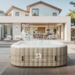 RELXTIME Inflatable Outdoor Hot Tub for 6 Person Square Spa with 120 Bubble Jets, Filter Cartridges