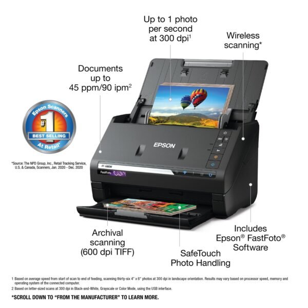 Epson FastFoto FF-680W Wireless High-speed Photo and Document Scanning System