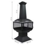 Sunnydaze 57" 360-Degree View Steel Wood-Burning Chiminea with Grate, Poker, and Cover