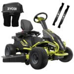RYOBI 38 in. 100Ah Battery Rear Engine Electric Riding Lawn Mower and Bagging Kit