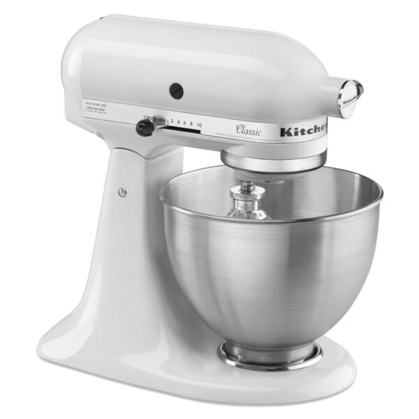 KitchenAid Classic Series 4.5-Quart Tilt-Head Stand Mixer, White, K45SSWH