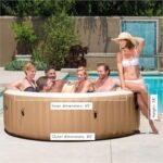 Intex: PureSpa: Sahara Tan Inflatable Hot Tub Set – 6 Person – 85″ Round Outdoor Heated Bubble Spa, Jet Massage, Cover, Hard Water Treatment System