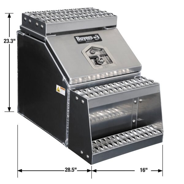 Buyers Products 28-in x 24-in x 19-in Smooth Aluminum Step Box Truck Tool Box 1705285