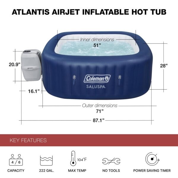 Coleman SaluSpa Atlantis AirJet Inflatable Hot Tub w/ Pump #P09144