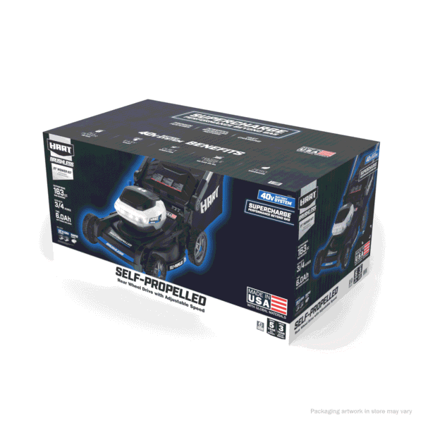 HART 40-Volt 21-inch Supercharge 3-in-1 Self-Propelled Mower Kit, (2) 6.0Ah Lithium-Ion Batteries