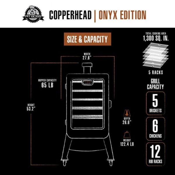 Pit Boss 1300 Connected Pellet Smoker Copperhead - Onyx Edition with Wi-Fi®