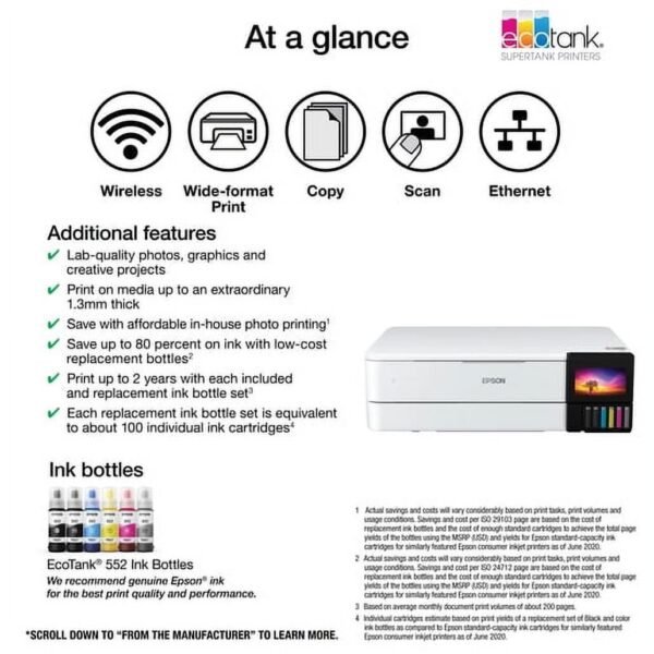 Epson EcoTank Photo ET-8550 All-in-One Wide-format Supertank Printer