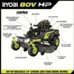 80V Max HP Lithium 54″ Brushless Electric Zero Turn Lawn Mower