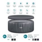 Wave Atlantic 6-Person Inflatable Hot Tub | Integrated Eco Heater | 130 Aquajet Massage System | Anti-Freeze Protection | Quick 15-Minute Setup | Gray Rattan