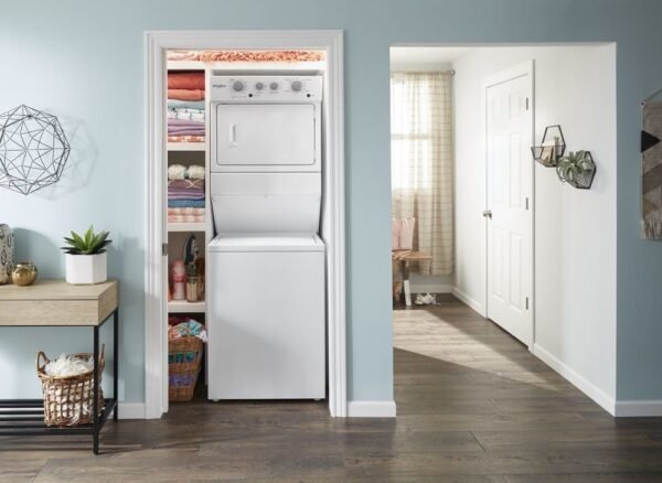 Whirlpool 3.5 Cu. Ft. Stacked Electric Laundry Center with 9 Wash Cycles and AutoDry System, White