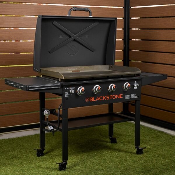 Blackstone Original Outdoor Griddle, 4-Burner 36″ Propane Flat Top Grill with Hood, Black