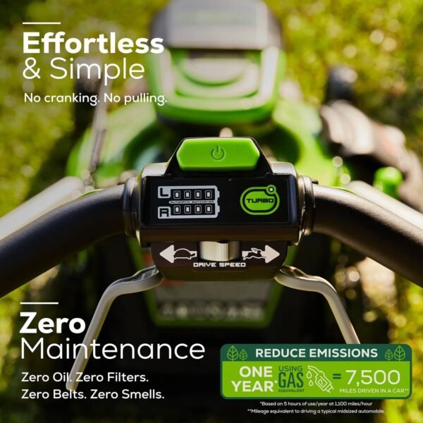 Greenworks 60V 21" Brushless Self-Propelled Battery Powered Lawn Mower + (2) 4.0Ah Batteries & Dual Port Charger