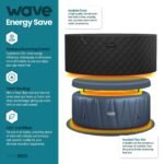 Wave Atlantic 6-Person Inflatable Hot Tub | Integrated Eco Heater | 130 Aquajet Massage System | Anti-Freeze Protection | Quick 15-Minute Setup | Gray Rattan