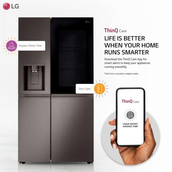 LG LRSOS2706D 27 Cu. Ft. Black Stainless Steel Side-by-Side Smart Refrigerator