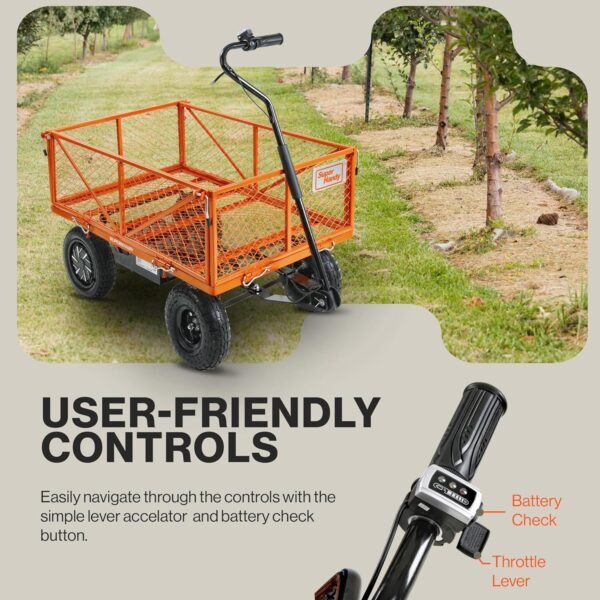 SuperHandy Electric-Assist Garden Cart, 5.7 Cu Ft, 440 lbs Load, All-Terrain Wheels
