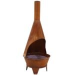 Sunnydaze 75" Mexican-Style Rust Patina Finish Steel Wood-Burning Chiminea with Grill Grate