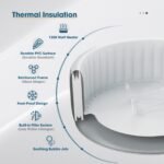RELXTIME Inflatable Outdoor Hot Tub for 6 Person Square Spa with 120 Bubble Jets, Filter Cartridges
