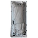 Canadian Spa Co 15 – Person 72 – Jet Acrylic Rectangular Hot Tub with Ozonator and Built-In Speaker in Sterling Silver, Walnut