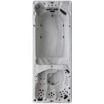 Canadian Spa Co 17 – Person 73 – Jet Acrylic Rectangular Hot Tub with Ozonator and Built-In Speaker in Sterling Silver, Walnut