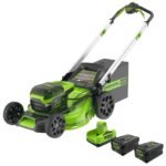 Greenworks 60V 21" Brushless Self-Propelled Battery Powered Lawn Mower + (2) 4.0Ah Batteries & Dual Port Charger