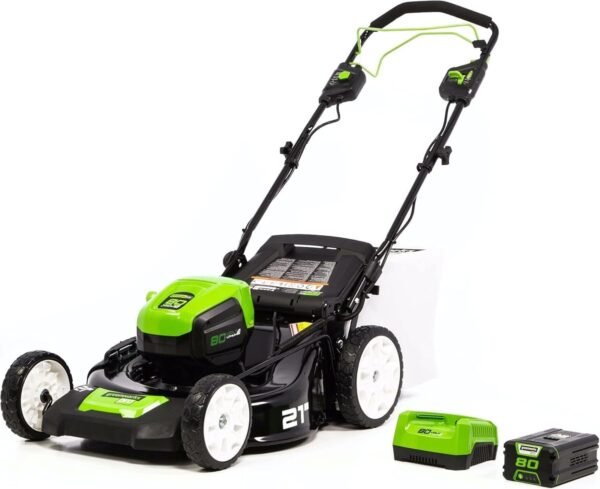 Greenworks Pro 80V 21-Inch Brushless Self-Propelled Lawn Mower, 4Ah Battery Included MO80L410
