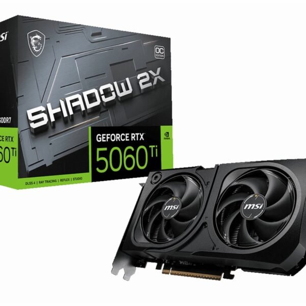 MSI SHADOW GeForce RTX 5060 Ti 16GB GDDR7 PCI Express 5.0 Graphics Card RTX 5060 Ti 16G SHADOW 2X OC PLUS