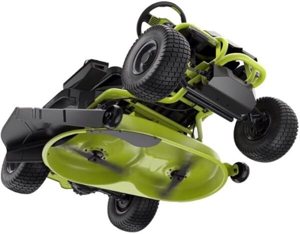 RYOBI 38 in. 100Ah Battery Rear Engine Electric Riding Lawn Mower and Bagging Kit