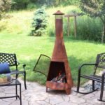 Sunnydaze 70" Rust Patina Finish Steel Wood-Burning Chiminea with Spark Screen