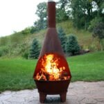 Sunnydaze 75" Mexican-Style Rust Patina Finish Steel Wood-Burning Chiminea with Grill Grate