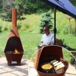 Sunnydaze 75" Mexican-Style Rust Patina Finish Steel Wood-Burning Chiminea with Grill Grate